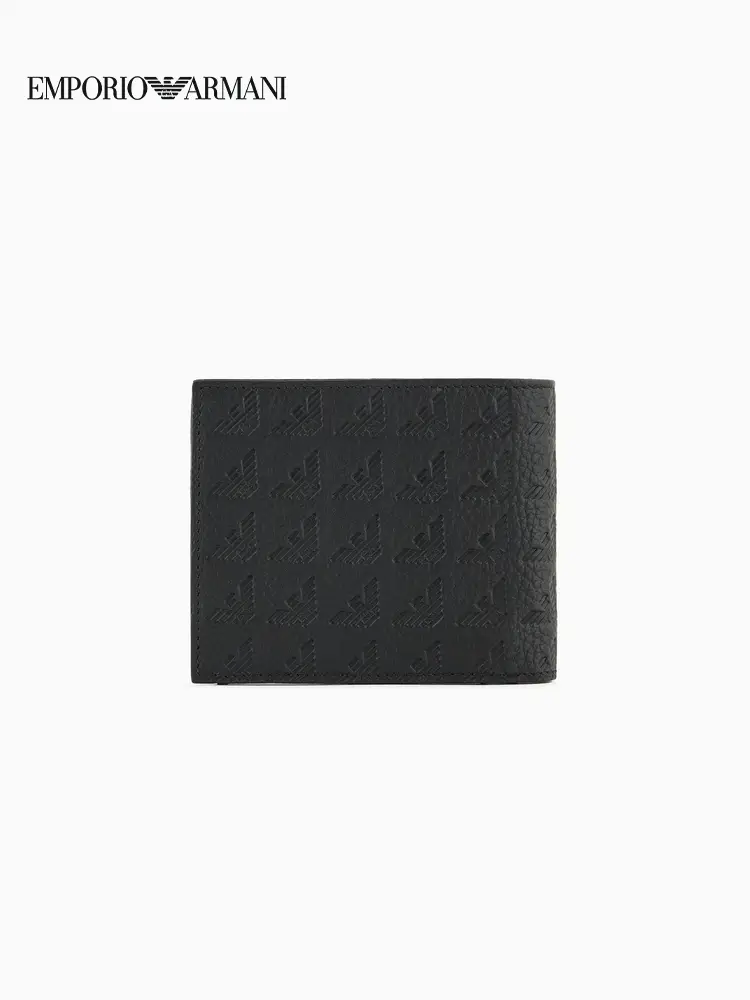 Emporio Armani/Armani 2025 Spring New arrival Men Calf Leather Half-Fold Hand Wallet