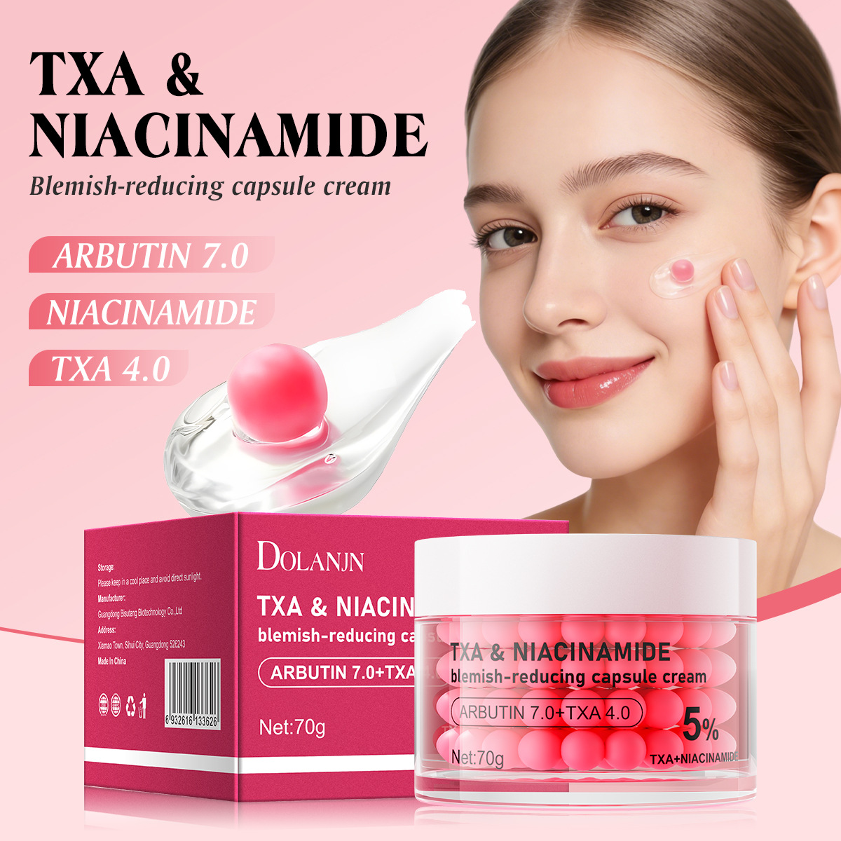 Cross-Border English Version Tranexamic Acid Txa Niacinamide Capsule Cream Pills Essence Face Cream Foreign Trade Skincare Export Wholesale