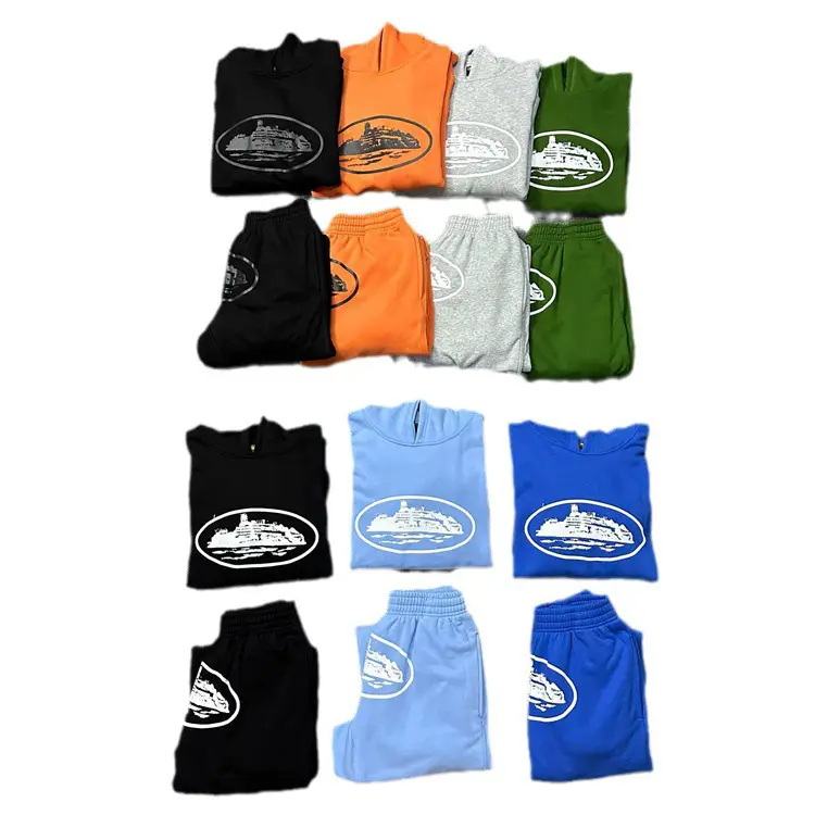 Fleece-Lined Hooded Sweatshirt Street Hip-Hop Fashion Set Simple Versatile Sports Sweatpants Trendy