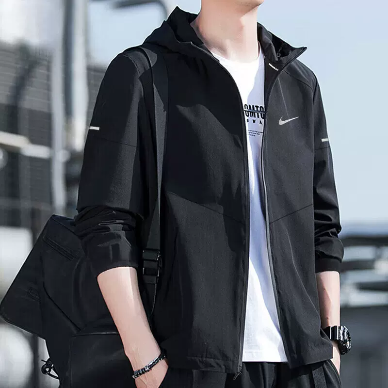 Nike Men's Running Jacket Spring New Breathable Woven Hooded Quick-Drying Jacket Dd4747-010