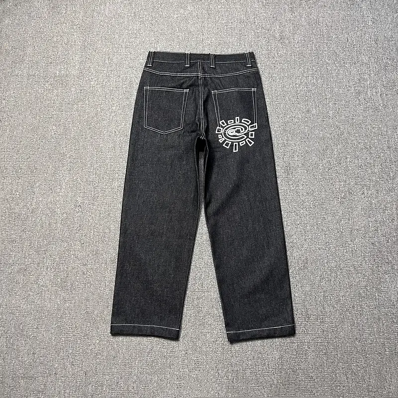 Cross-border tide brand ADWYSD sun roll jeans hip-hop American retro high street loose casual pants tide