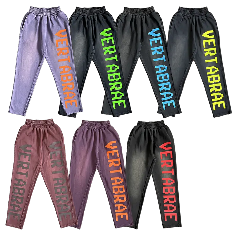 Vertabrae sweatpants Washing Water Stereo Print Sports Men's and Women's Casual pants