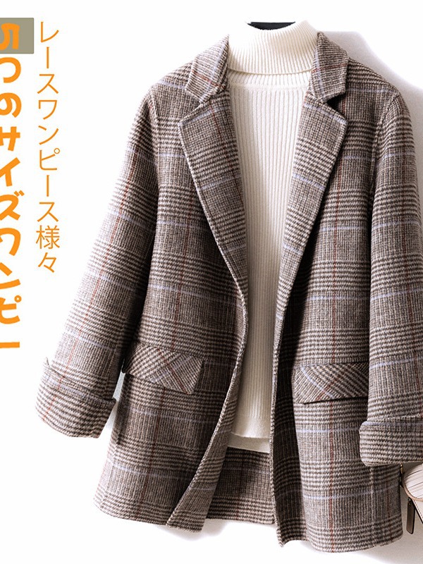 Chanel-Style Woolen Coat for Petite Women, Elegant Short Style, 26 Spring and Autumn Korean-Style Plaid Double-Sided Wool Coat for Women