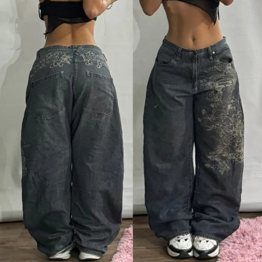 American Style Retro High Street Wide Leg Jeans Women's Spring and Autumn New Washed High Waist Loose All-match Straight Pants