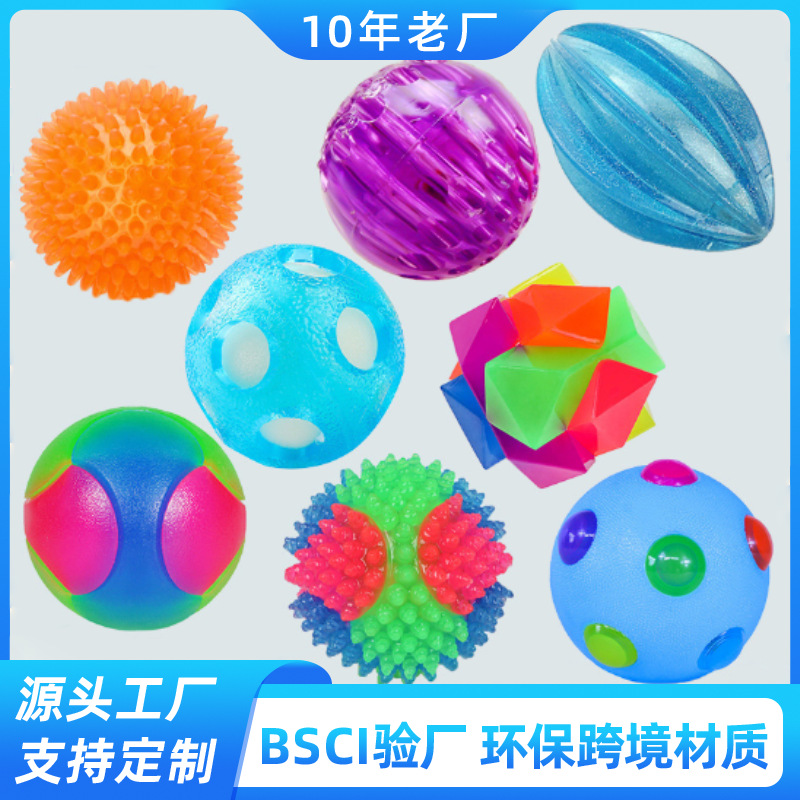Factory Customized Luminous and Sounding Pet Toy Ball Tpr Elastic Flashing Dog Toy Cat Toy Sample Mold Opening