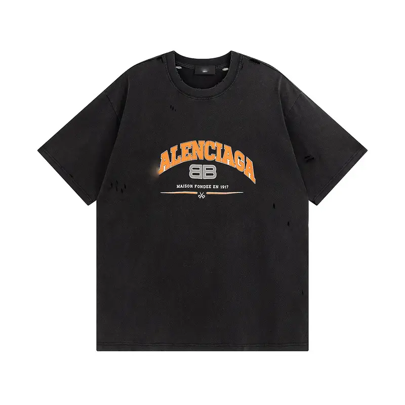High version Paris T-shirt B family spring and summer new BB scissors LOGO printed garments washed old men's and women's short sleeves