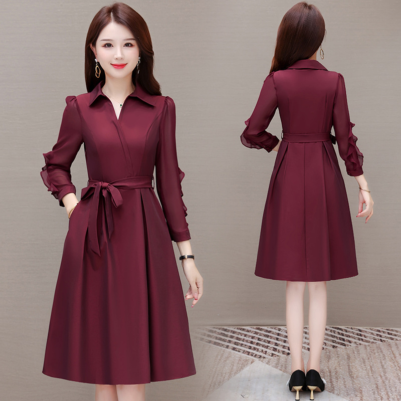 New Spring 2026 Polo Collar Dress for Petite Women, Stylish and Slim-Fitting Mid-Length A-Line Dress