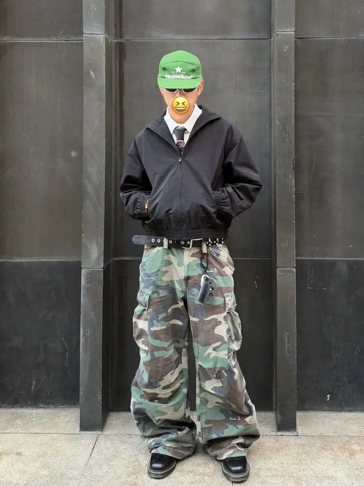 Joshua Jamal American retro Fancy Camouflage Cargo Pants Unisex Hip-Hop Trend Loose Wide-Leg Pants