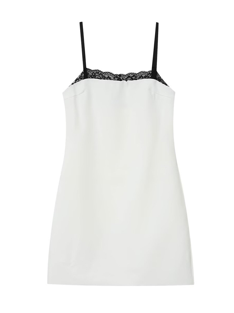 2025 New Summer Women's New Lace Splicing Sexy Slim Fashion Elegant Simple Versatile Dress Short Skirt