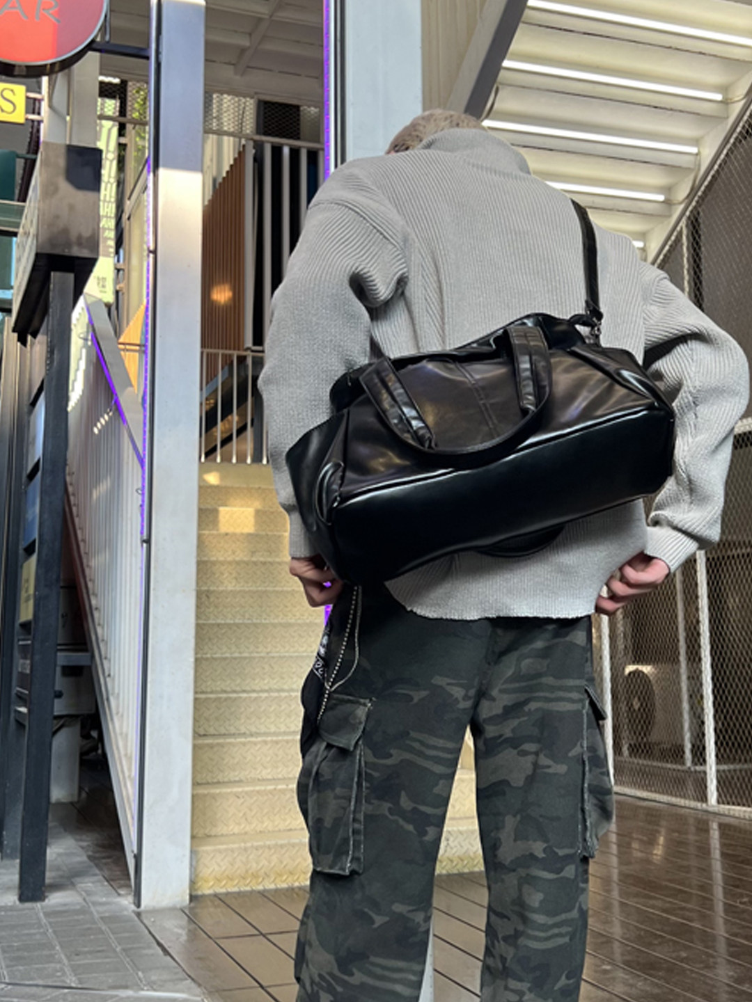 YUEN设计款ins复古单肩斜挎大容量街头托特包男女HOBO手提街头潮