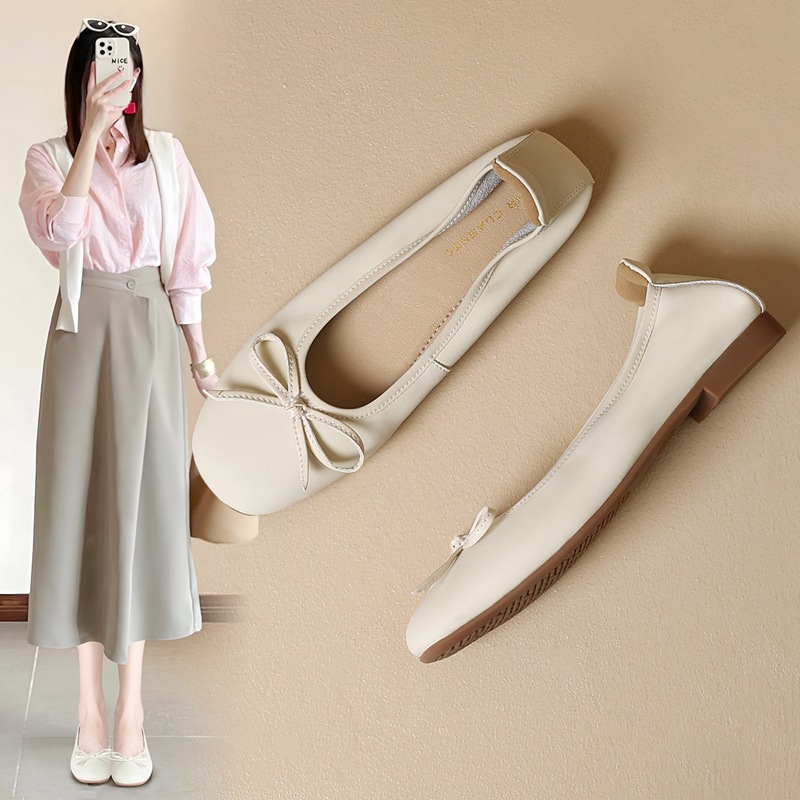 ZHR2024 Spring and Summer New French Style Chanel Style Fairy Flat Elegant Egg Roll Princess Ballet Women's Shoes