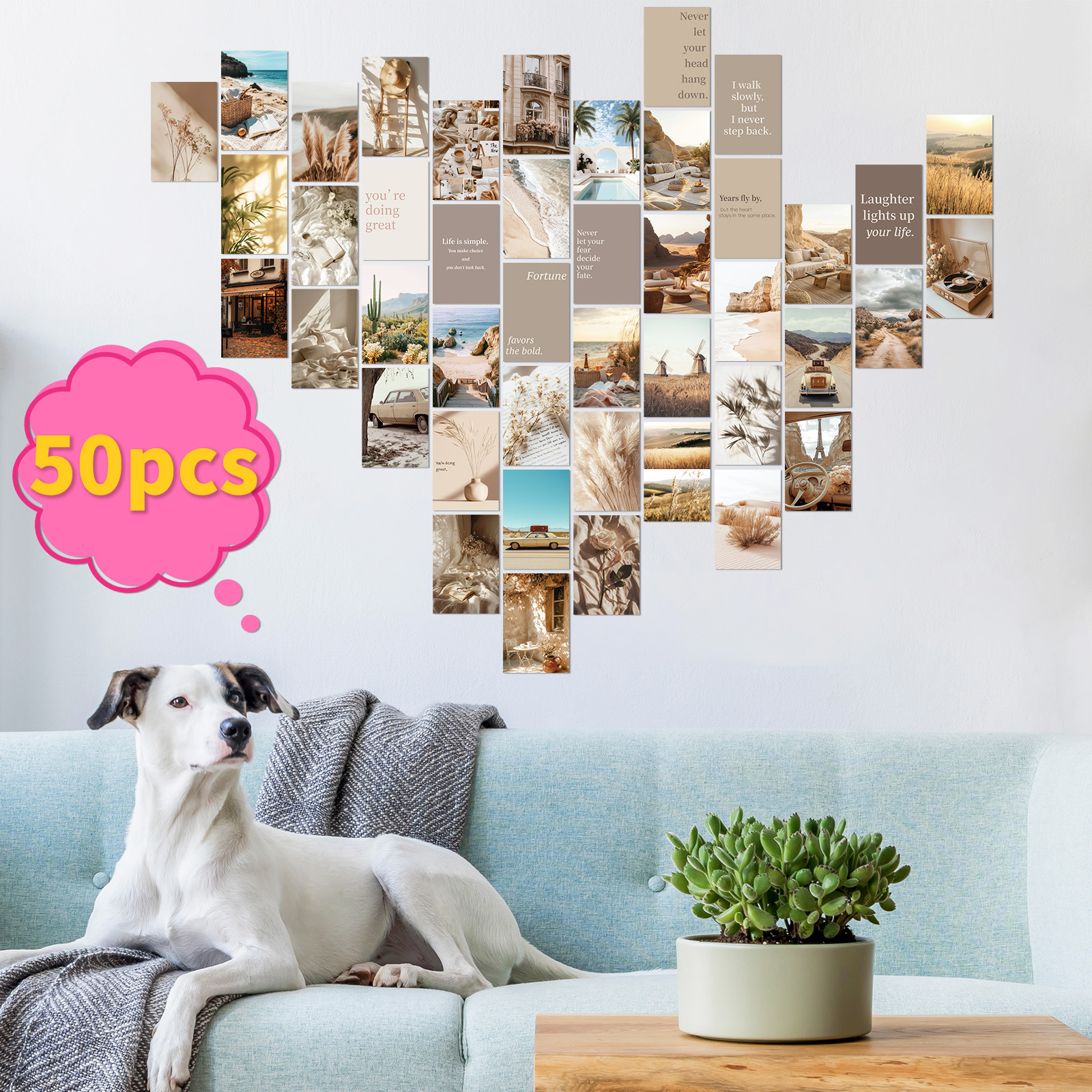 50 High-Quality Morandi Series Decorative Wall Cards/Postcards for Amazon Cross-Border Sales