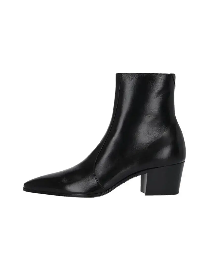 2025 Spring/Summer New arrival Boots Men's Fashion Stylish Pointed Toe 6cm Trendy Fashion Zipper Calfskin Chelsea