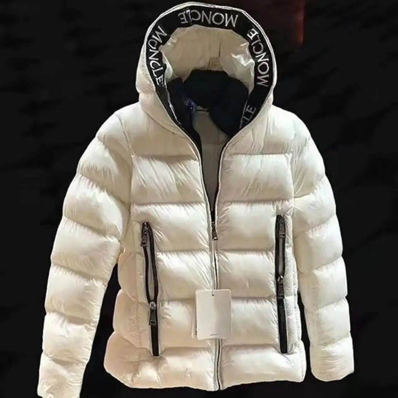 跨境加厚连帽大码棉服冬季新款棉衣服字母羽绒印花男女同款外套潮