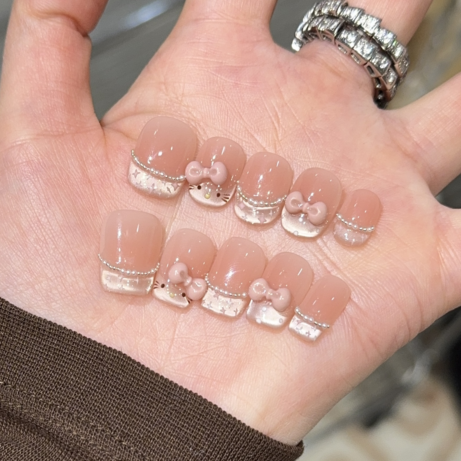 【Sweetheart Cat】Atmospheric Instagram-Style Cat-Eye Handmade Wearable Nails Wholesale Short Nail Art Stickers Fake Nails