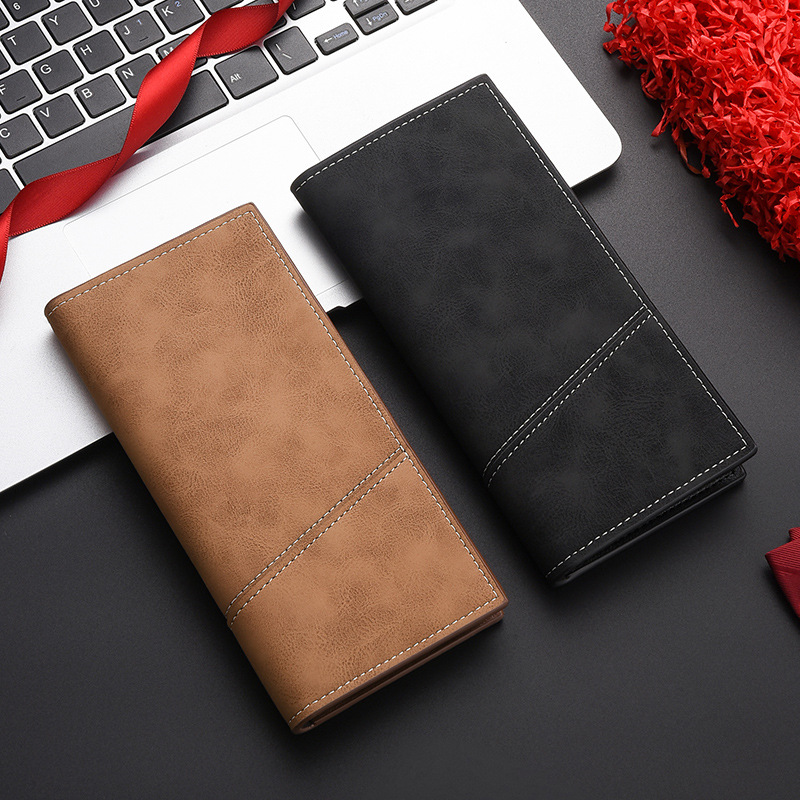 New Men's Wallet Long Retro Ultra-thin Multi-card Holder with Zipper Wallet Men's Youth Clutch Soft Wallet