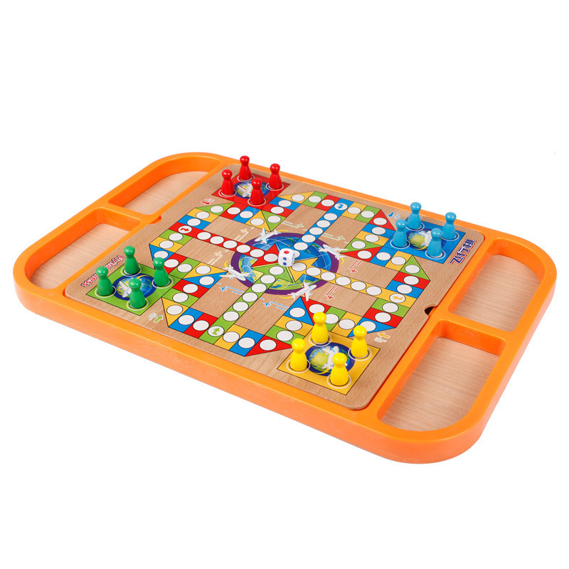 Wooden Multifunctional Game Chess 25-in-1 Flying Chess Five-Finger Checkers Chess Set Family Interactive Desktop Toy