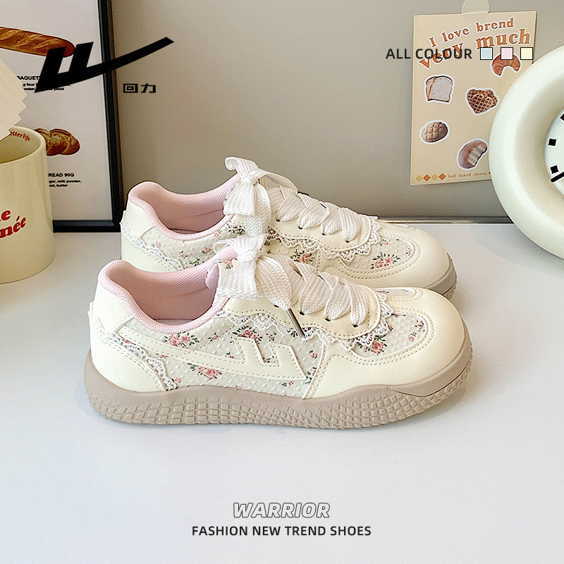 Low-Top Artistic Comfortable German-Style Trainers with Lace Trim, Fresh Casual Shoes, Versatile College-Style Flats for Women