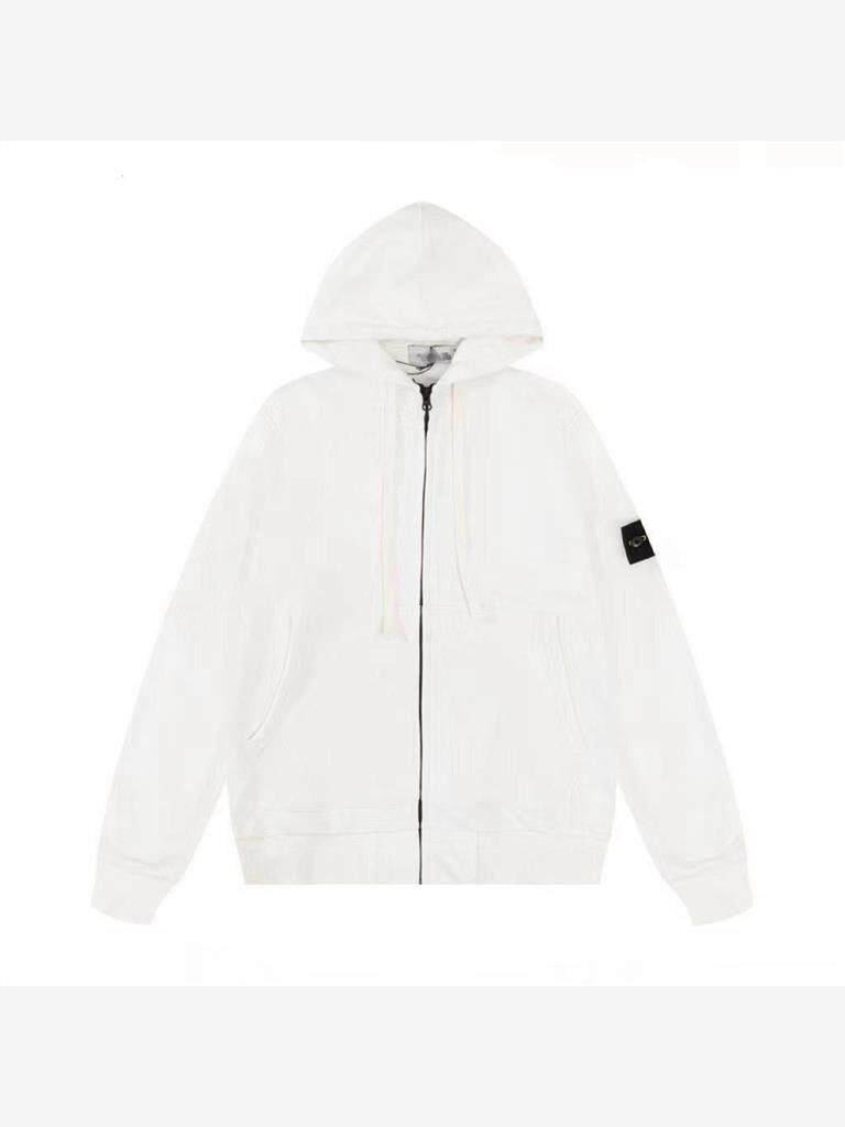 Cross-Border Loose Stone Badge Hooded Couple's Unisex Top Trendy Brand Zipper Jacket Cardigan Armband Solid Color Sweatshirt QC-foto van TAOBAO op Qualit.ly
