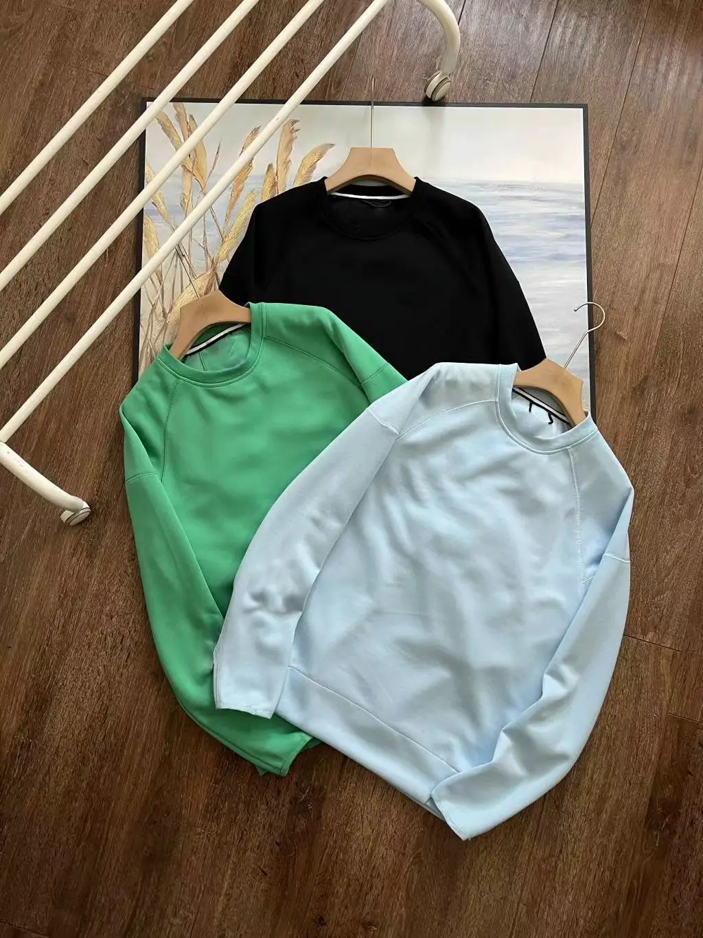 2024 New Tricolor Casual Sports Loose Breathable Men's Round Neck Sweatshirt 458