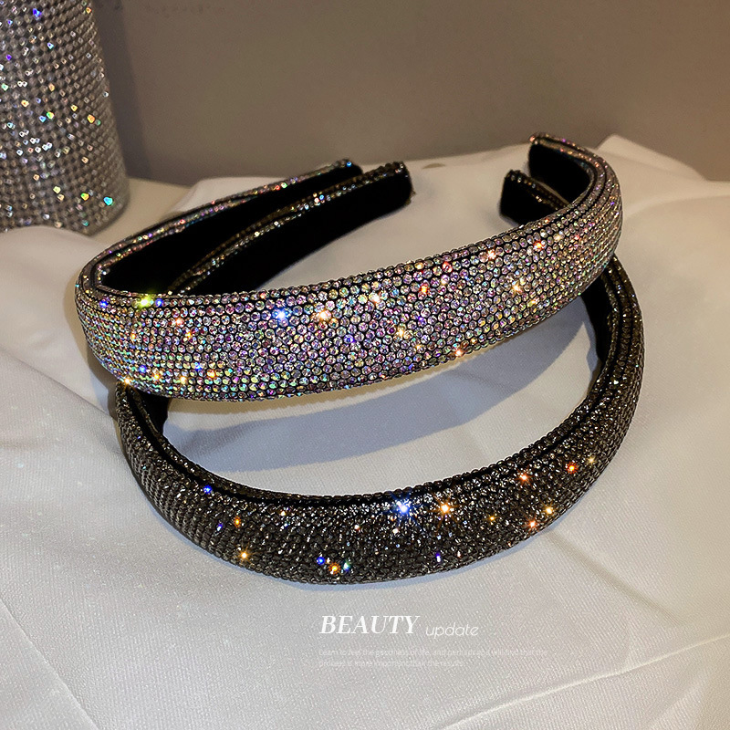 European and American Full Diamond Super Flash Temperament Hair Hoop Fashion All-match Color Diamond Pressure Hair Hoop Simple Personality Fashion Internet Celebrity Hair Accessories