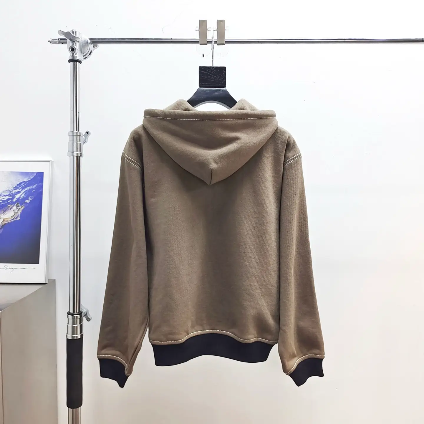 Sp5Der Brown and Black Zipper Sweatshirt Hoodie