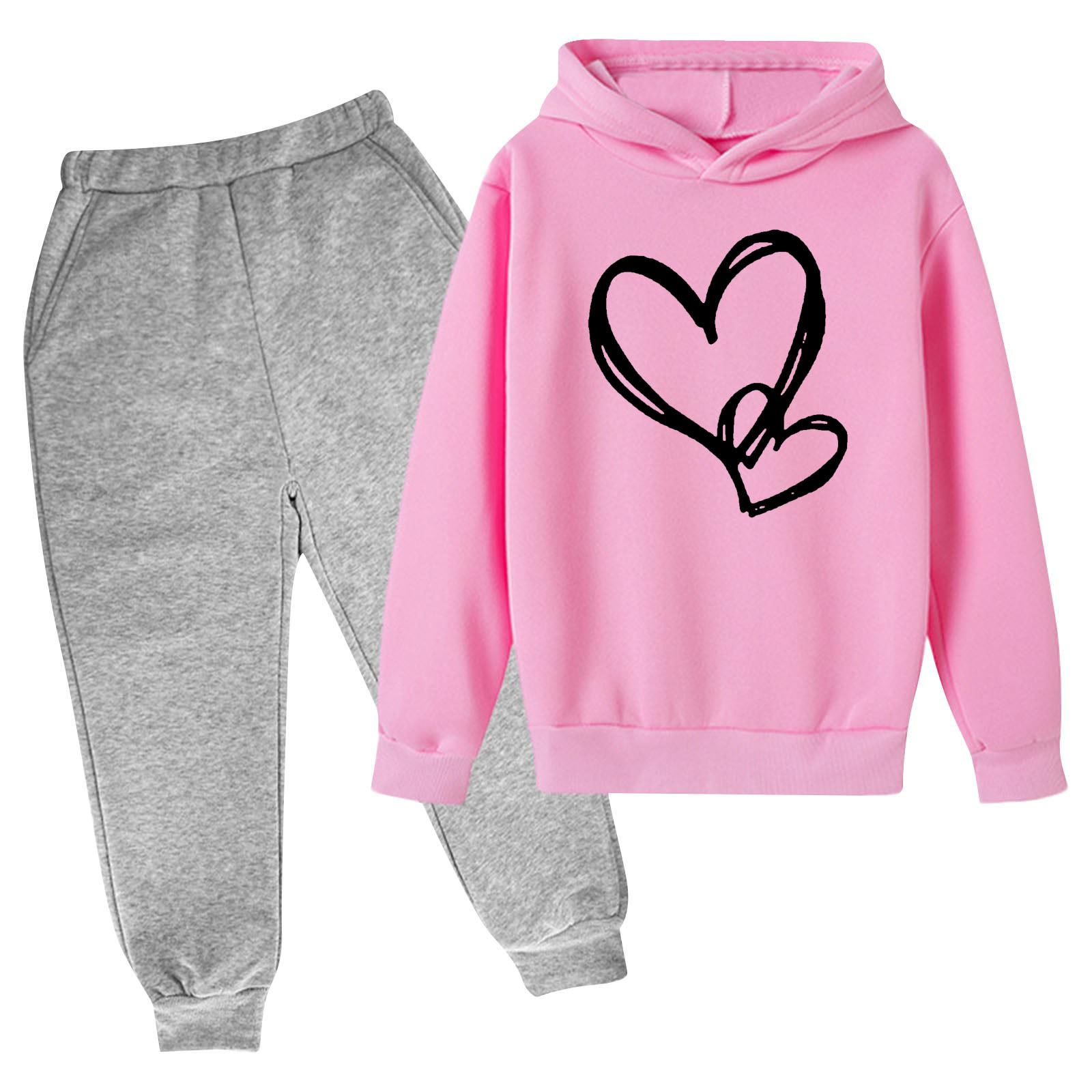 Foreign trade hot new children's clothing children's sweater fleece-lined hoodie suit love letter printing tide brand children's clothing wholesale