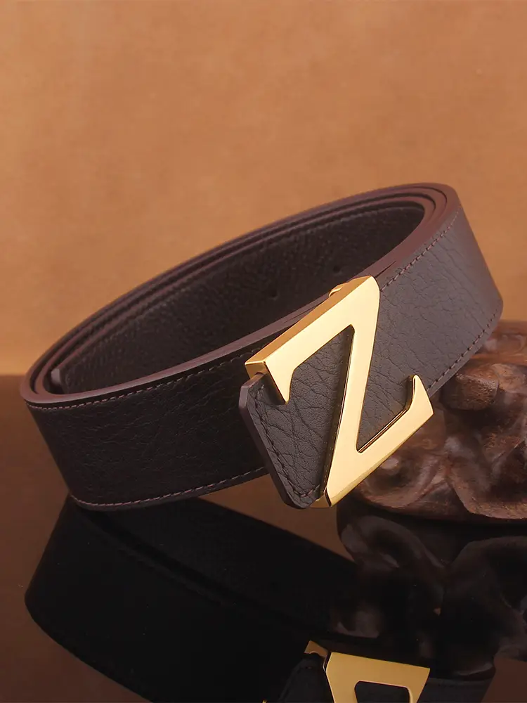New arrival Z Buckle Men Belt Genuine Leather Belt First Layer Cowhide Copper Buckle Men's Belt Easiest for match Casual Young and Trendy