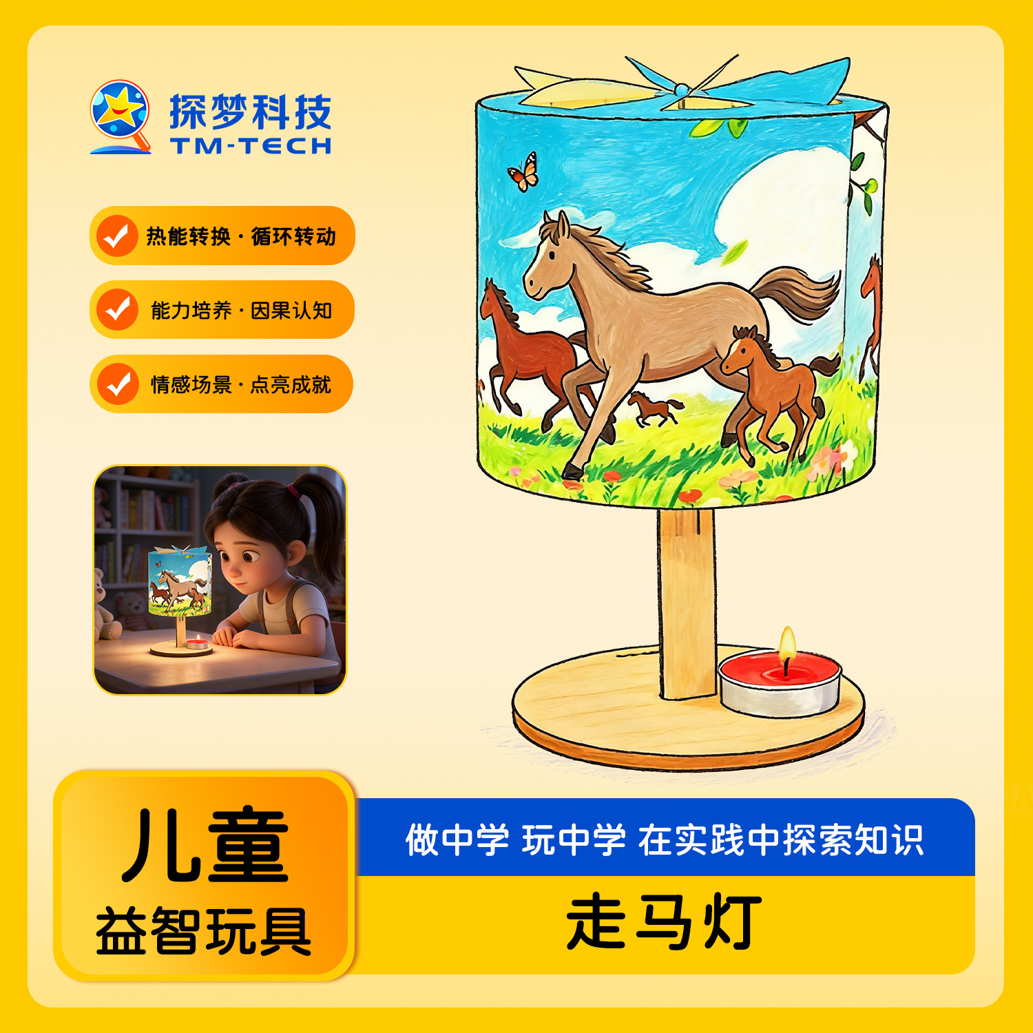 Science Experiment Revolving Lantern Physics DIY Technology Small Craft Handmade Assembly Material Kit Children's Educational Toy