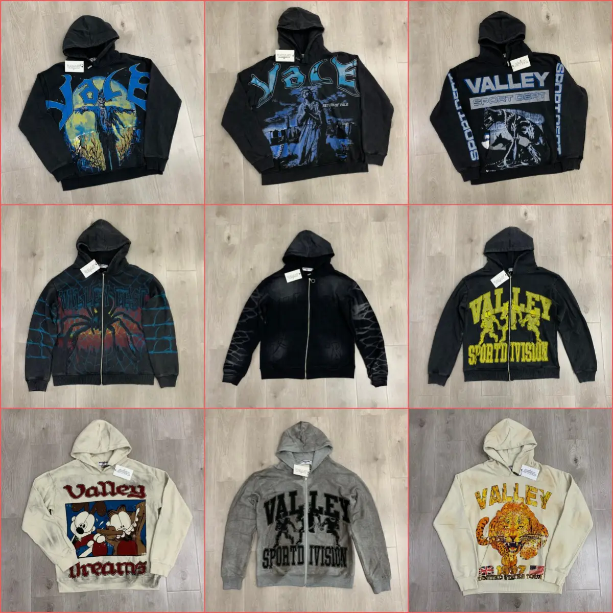 Cross-Border Trendy Brand Vale Embroidered Fashion Cardigan Autumn and Winter New Hip-Hop Hooded Unisex Couple Pure Cotton Hoodie Jacket