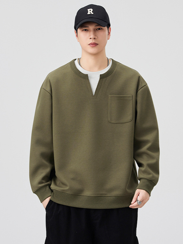 Mingge | 2025 Autumn New Fake Two-Piece Long Sleeve Tops Men's Trendy Fashion Easiest for Match Loose Casual Sweaters