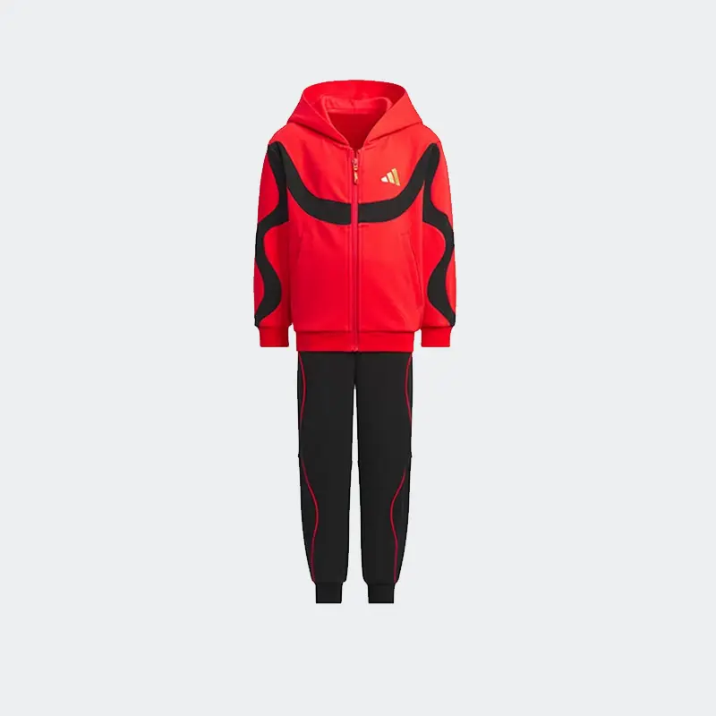 Adidas Children's Clothing 25 Spring Year of the Snake Men and Women kids Athleisure Hooded Red Knitting Suit Jm5845