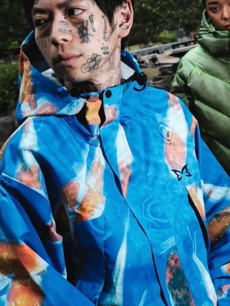 Mertra Waterproof and Windproof Printed Jacket, Same Style as European and American Celebrities, Hip-Hop Casual American-Style Loose Fit