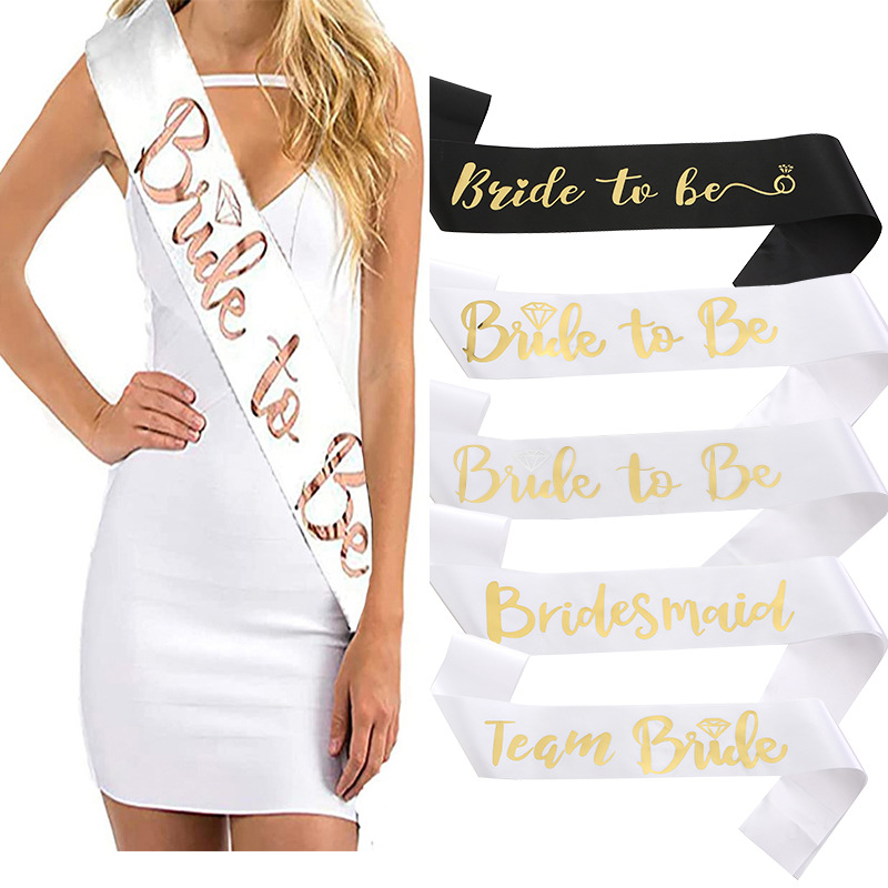 European and American Cross-Border Bachelorette Party Bride Bridesmaid Shoulder Straps Bride to Be Ceremonial Straps Hot Stamping Team Bride