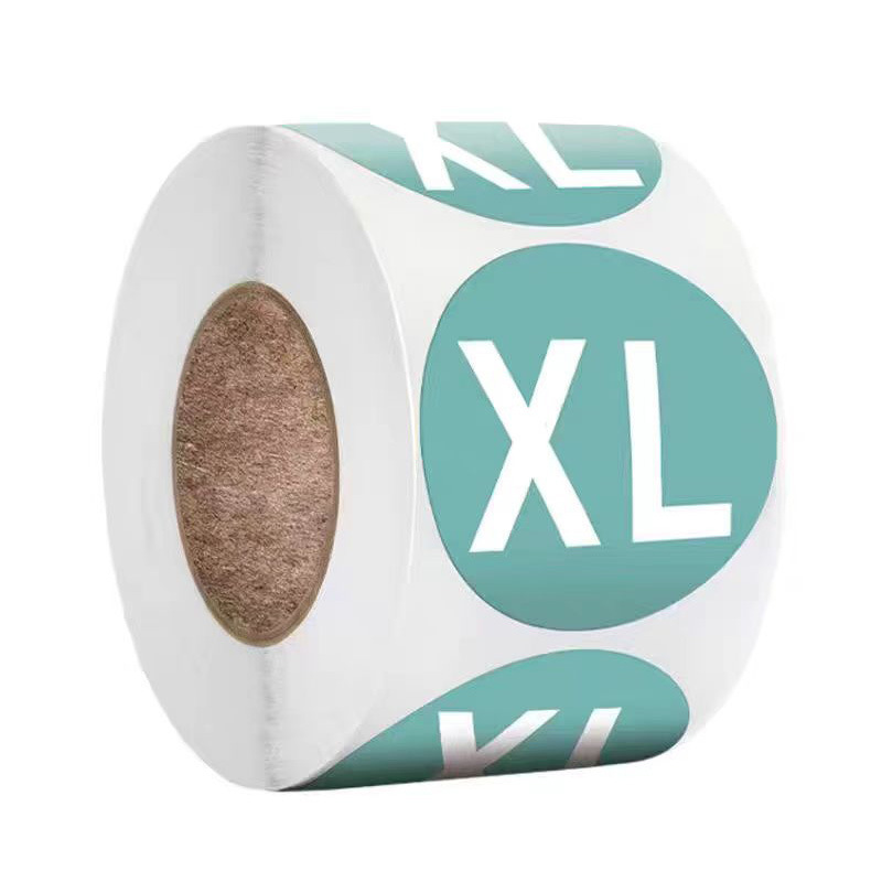 Colorful English Size Label Stickers Self-Adhesive Clothing Shoes and Hats Model Labels Decorative Round Labels