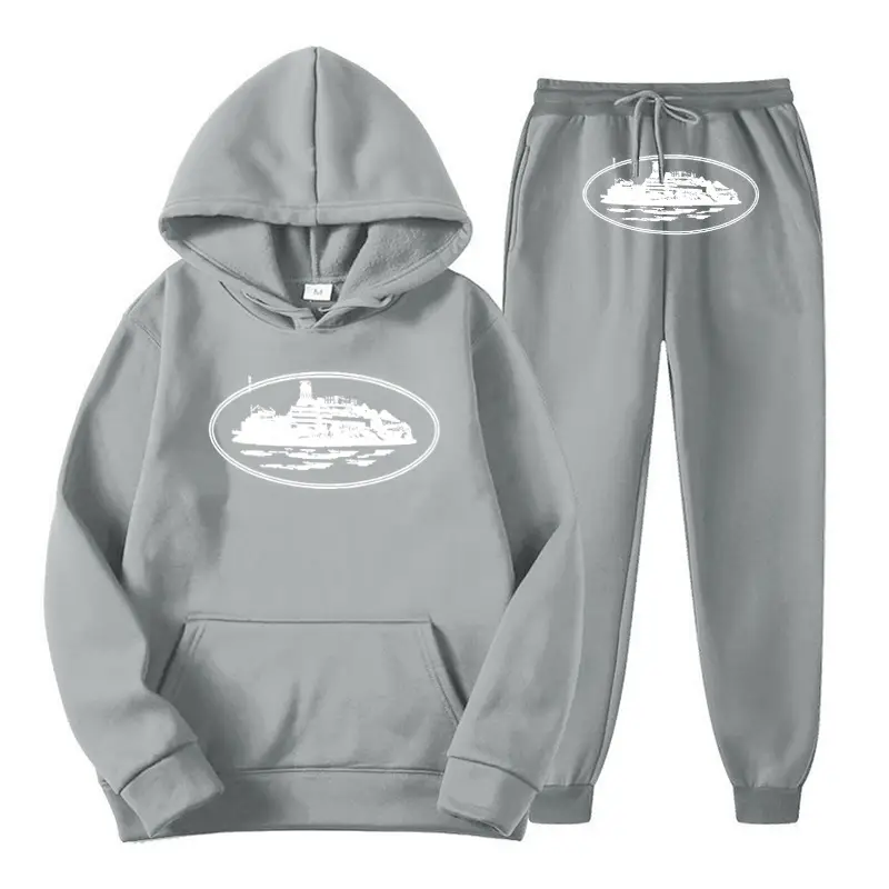 Alcatraz Sweatshirt Sets Foreign Trade New Threaded Bottom Hem Men's and Women's Casual Sportswear crtz Sweatshirt Sweatpants