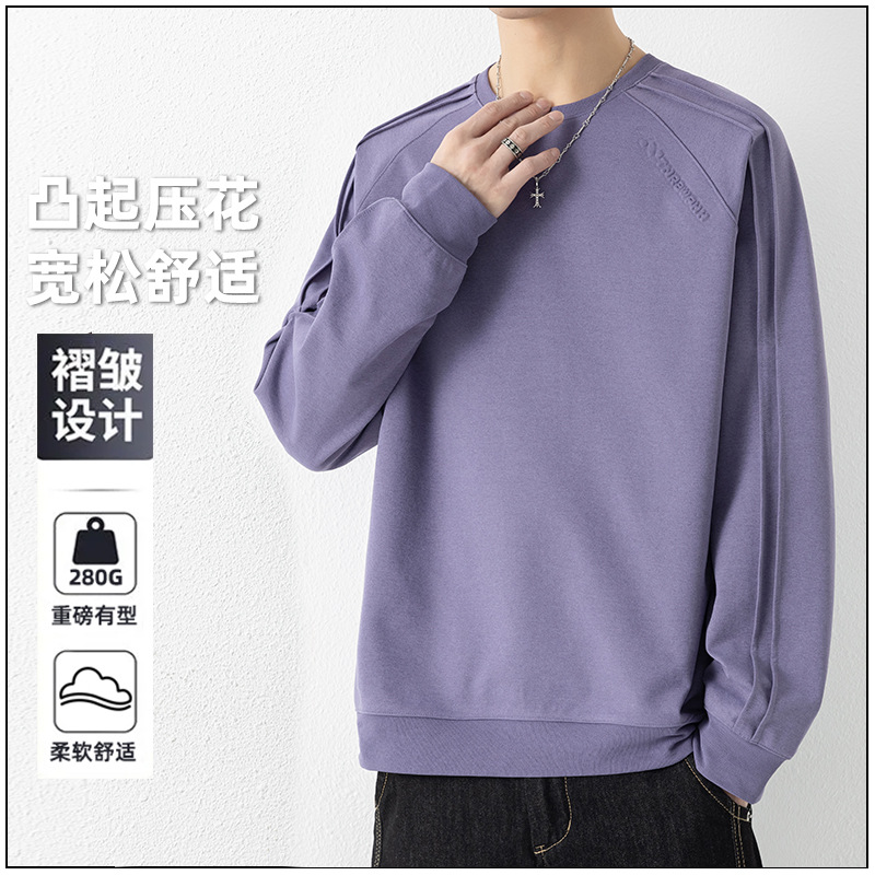 Plus-Size Men's Sweatshirt for Spring and Autumn, Fashionable Printed Round-Neck Pullover, Loose Fit for Big and Tall Men