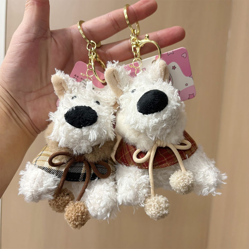 Plush Toy West Highland Terrier Puppy Backpack Pendant Keychain Cartoon Doll Hanging Ornament Claw Machine Doll Gift