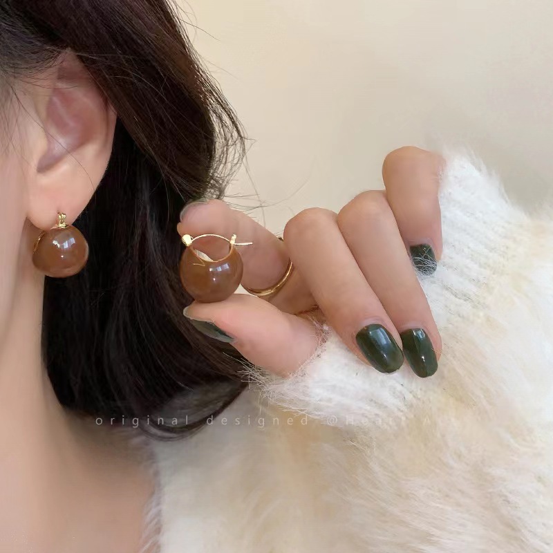 Retro Drip Glaze Caramel Earrings for Women Niche Design Versatile Ear Buckles 2025 New Popular Earrings Earrings Jewelry