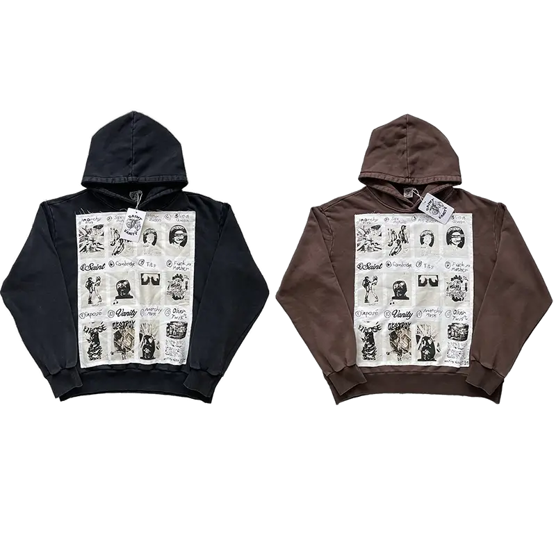 Saint Vanity Patch Print Casual Hooded Sweatshirt