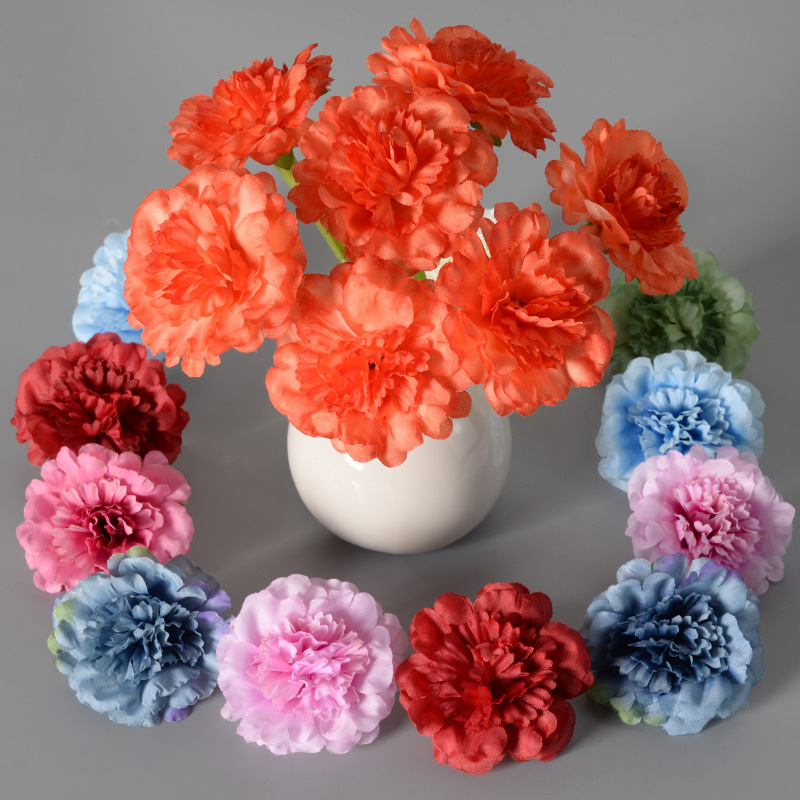 Artificial Flower Carnation Hairpin Flower Headwear Flower Head Wedding Home Accompanying Gift Decoration with Flower Silk Cloth DIY Artificial Flower