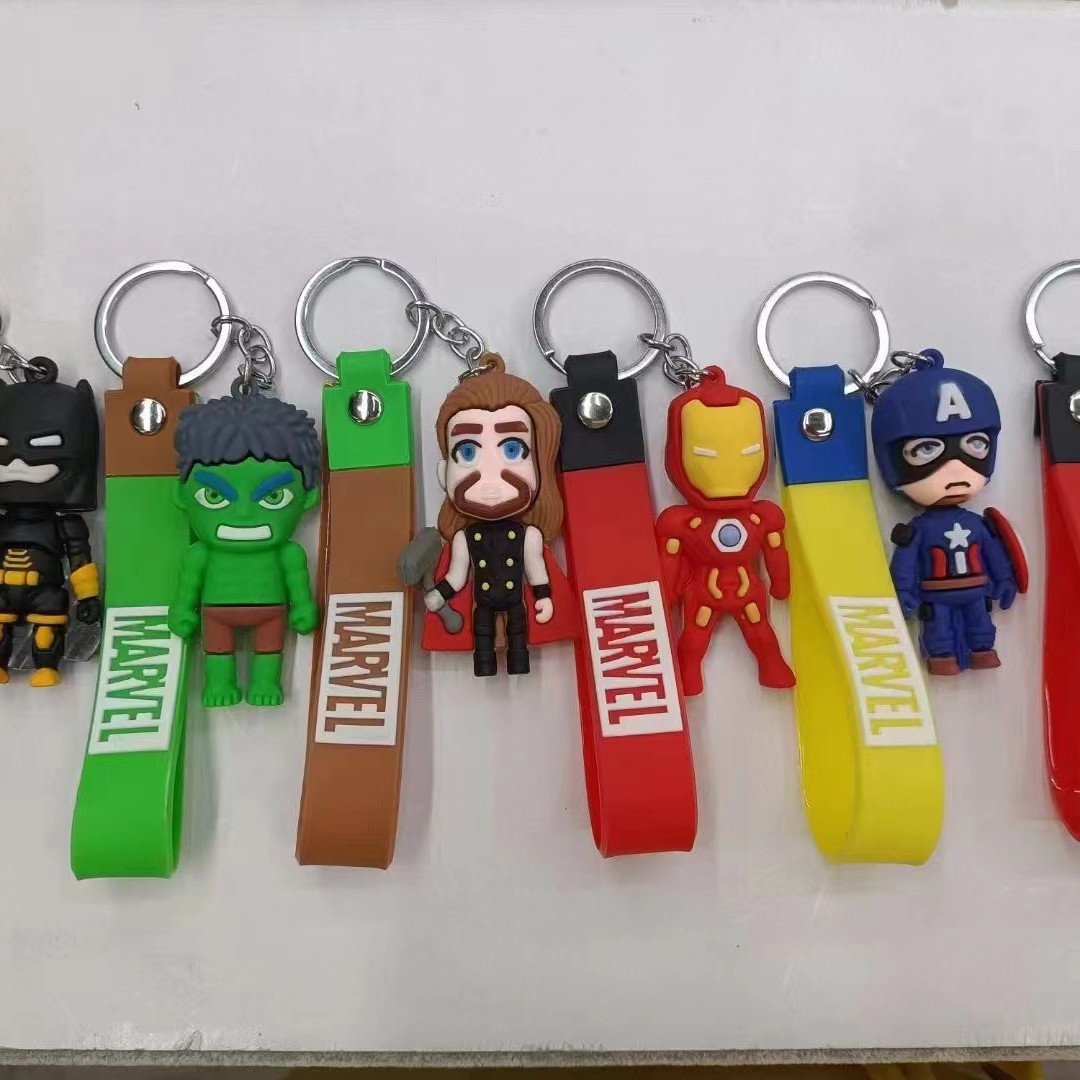 New Cartoon Avengers Heroes Character Hulk Silicone Keychain School Bag Pendant Car Small Gift Wholesale