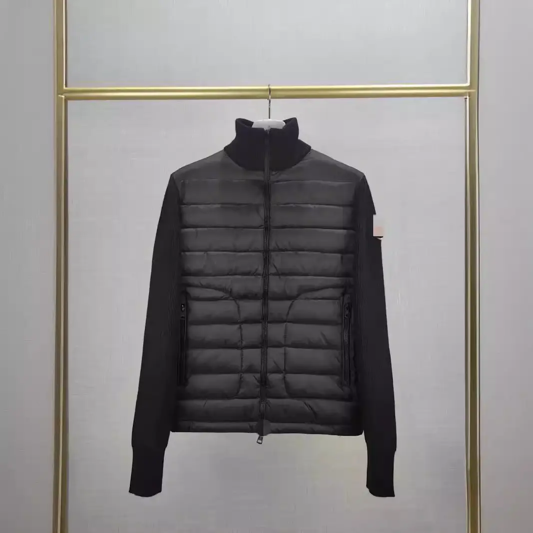 2024 new fashion casual black down stitching hooded zipper shirt coat wholesale a generation of hair