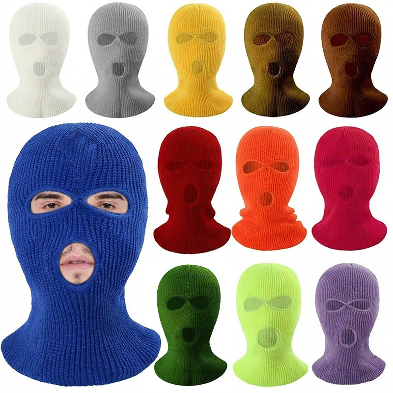 Cross-border new winter warm riding mask outdoor sports skiing knitted three-hole headgear neck protection cold-proof scarf