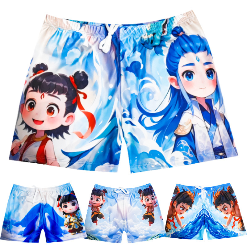 2025 New Kidsren's Swimming Trunks Cartoon Swimsuit Quick-Drying Boy Baby Medium-Sized Boy Swimming Pool Swimsuit