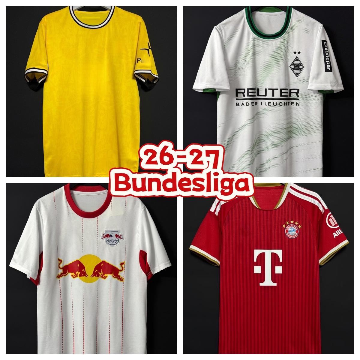 26-27 New Model Mönchengladbach Bayern Schalke Leverkusen Short-Sleeved Football Jersey