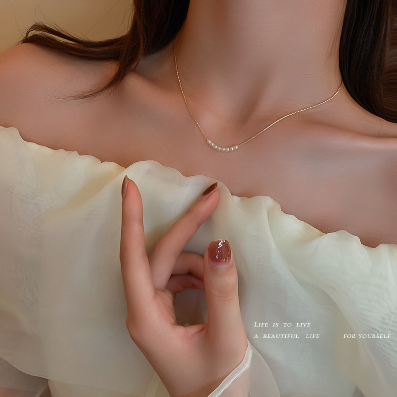 Geometric Pearl Necklace Korean Fashion Casual Easiest for Match Niche Design Necklace 2024 New Jewelry Wholesale