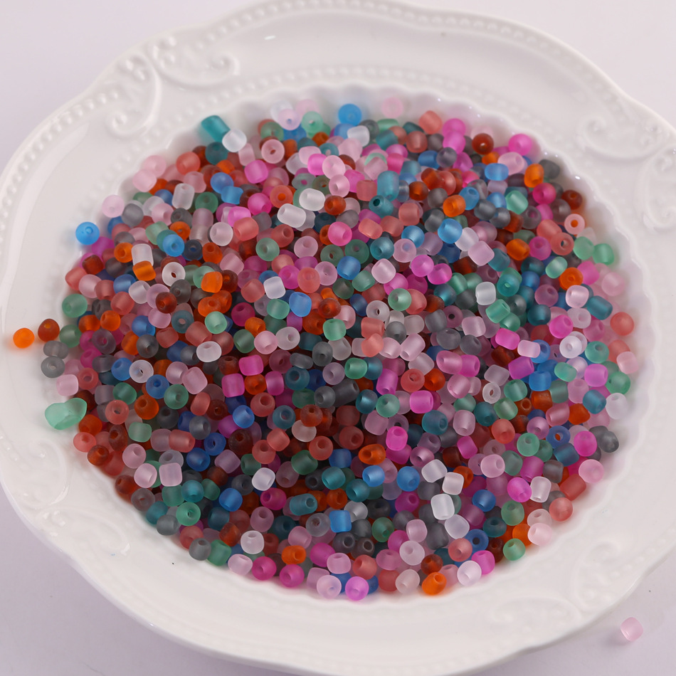 Super quality 4mm frosted transparent glass rice beads diy hand woven bracelet beaded loose beads jewelry accessories material