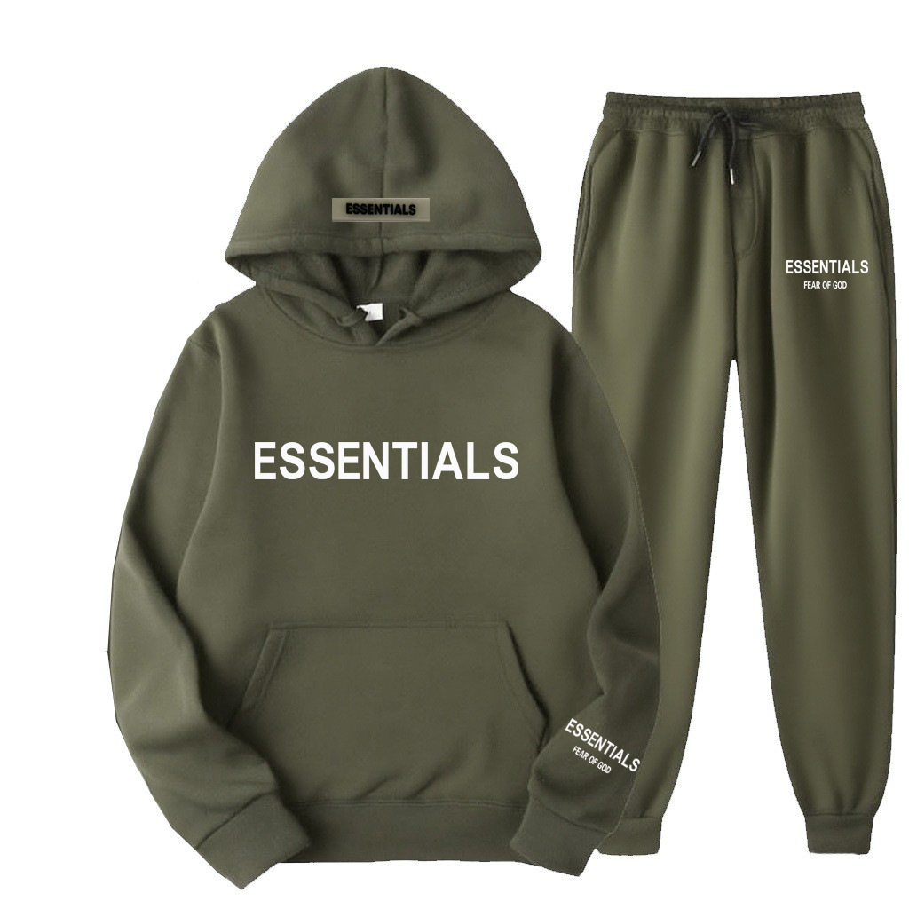 FEAR OF GOD double-line Essentials Zambia tide brand chest printed LOGO couple hoodie sweater FOG