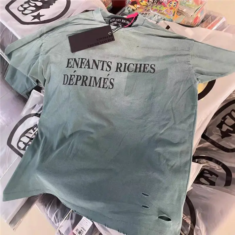Erd Melancholic Rich Second Generation Retro Washed and Distressed Short-Sleeved Long-Sleeved High Street Loose American Sweatshirt T-Shirt American Fashion